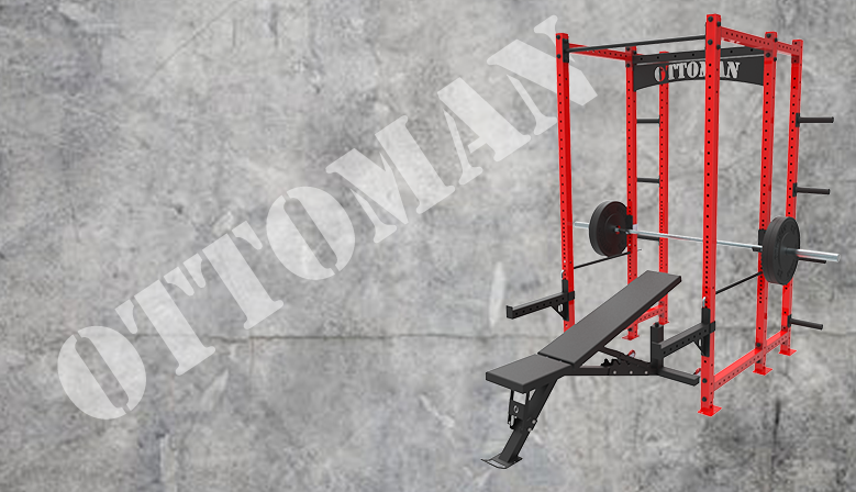 Kırmızı Ottoman serisi power rack ve ayarlı bench